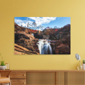 Waterval | Fitz Roy Mountain, Argentinië Canvas Afdruk (Insitu (Woonkamer))