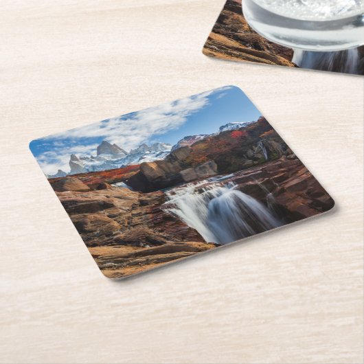 Waterval | Fitz Roy Mountain, Argentinië Kartonnen Onderzetters (Schuin)