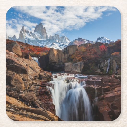 Waterval | Fitz Roy Mountain, Argentinië Kartonnen Onderzetters (Voorkant)