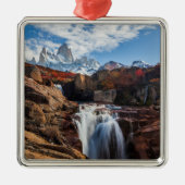 Waterval | Fitz Roy Mountain, Argentinië Metalen Ornament (Voorkant)