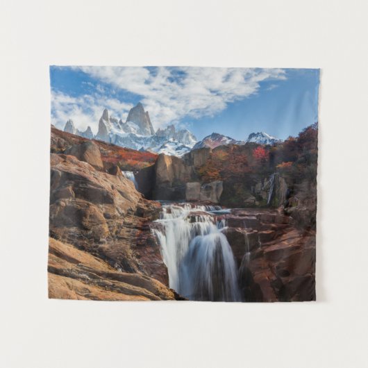Waterval | Fitz Roy Mountain, Argentinië Wandkleed (Voorkant (horizontaal))