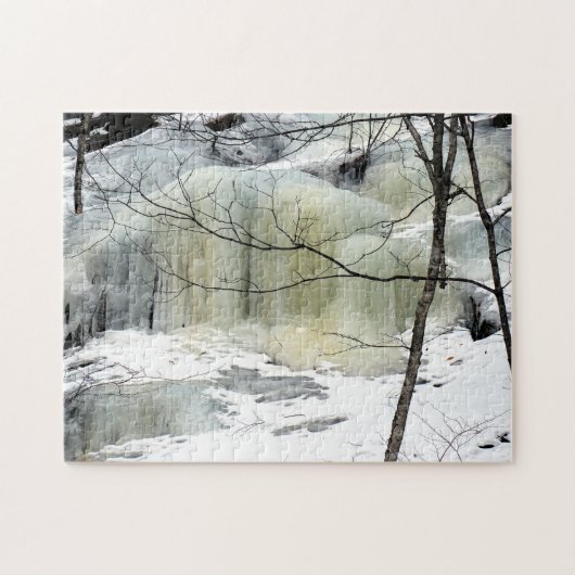 Waterval, geel, bevroren legpuzzel (Horizontaal)
