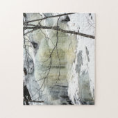 Waterval, geel, bevroren legpuzzel (Verticaal)