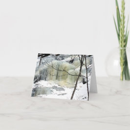Waterval, geel, bevroren notitiekaartje