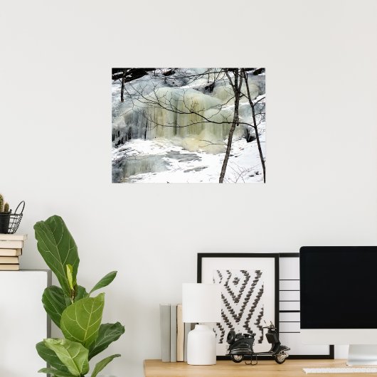 Waterval, geel, bevroren poster (Thuiskantoor)