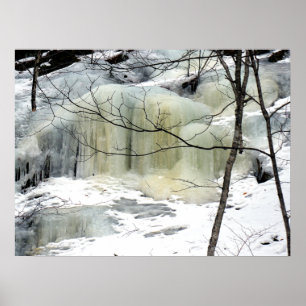 Waterval, geel, bevroren poster