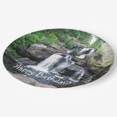 Waterval Gelukkige Verjaardag Papieren Bordje (Gekanteld)