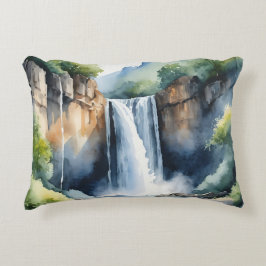 Waterval geschilderd in waterverf accent kussen