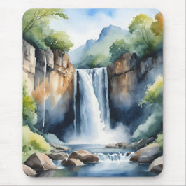 Waterval geschilderd in waterverf muismat