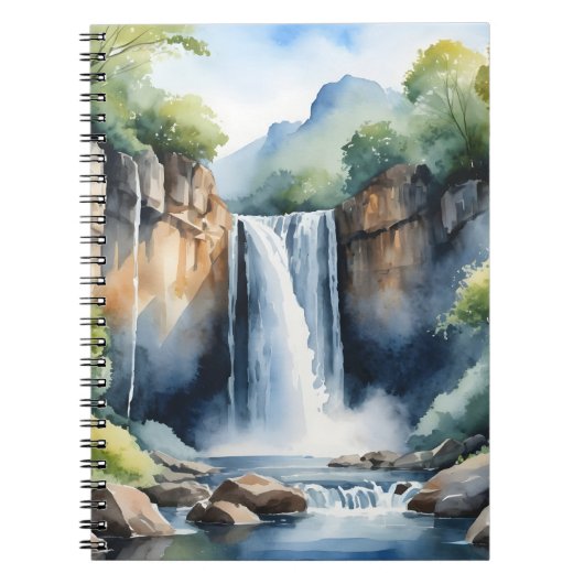 Waterval geschilderd in waterverf notitieboek (Voorkant)