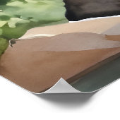 Waterval geschilderd in waterverf poster (Hoek)