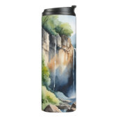 Waterval geschilderd in waterverf thermosbeker (Gedraaid links)