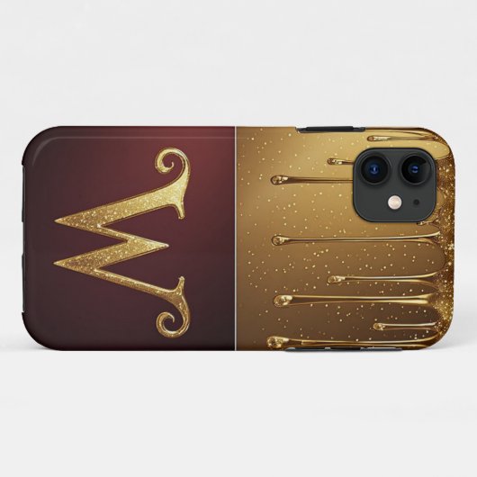 ✨ Waterval Glitter W Monogram Druppend Luxe Case-Mate iPhone Case (Achterkant (horizontaal))
