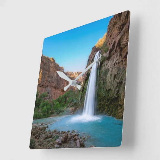 Waterval | Havasu-Herfsten op Sunset Vierkante Klok (Hoek)