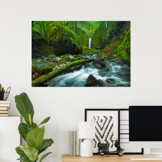 Waterval | Herfsten van Grotto, Oregon Poster (Thuiskantoor)