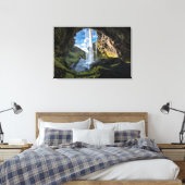 Waterval | IJslandse waterval Canvas Afdruk (Insitu (Slaapkamer))