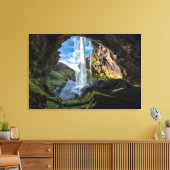 Waterval | IJslandse waterval Canvas Afdruk (Insitu (Woonkamer))