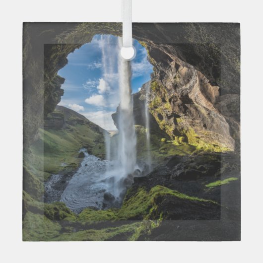 Waterval | IJslandse waterval Glas Ornament (Voorkant)