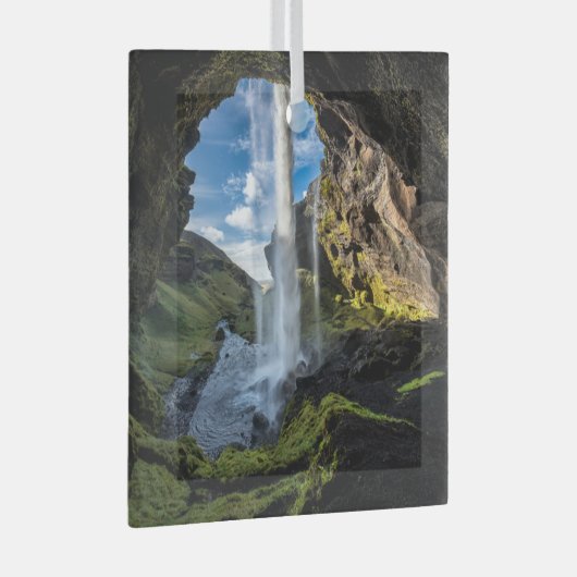 Waterval | IJslandse waterval Glas Ornament (Voorkant Rechts)