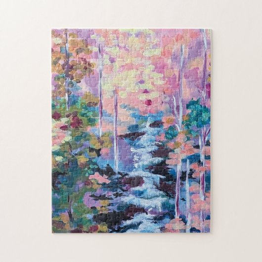 Waterval Impressionisme Schilderij Legpuzzel (Verticaal)
