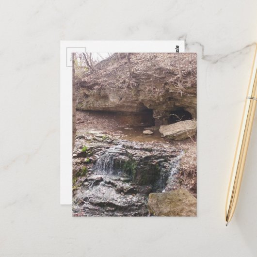 waterval in Burlington, Iowa Briefkaart (Voorkant / Achterkant in situ)