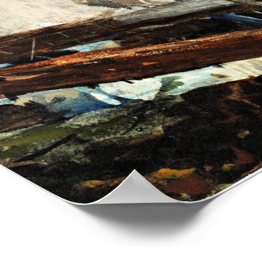 Waterval in de Adirondacks, kunstschilderij Poster (Hoek)