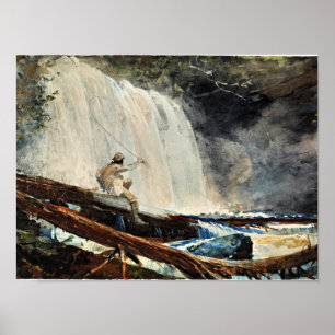 Waterval in de Adirondacks, kunstschilderij Poster