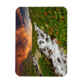 Waterval in de bergen met bloemen magneet (Verticaal)
