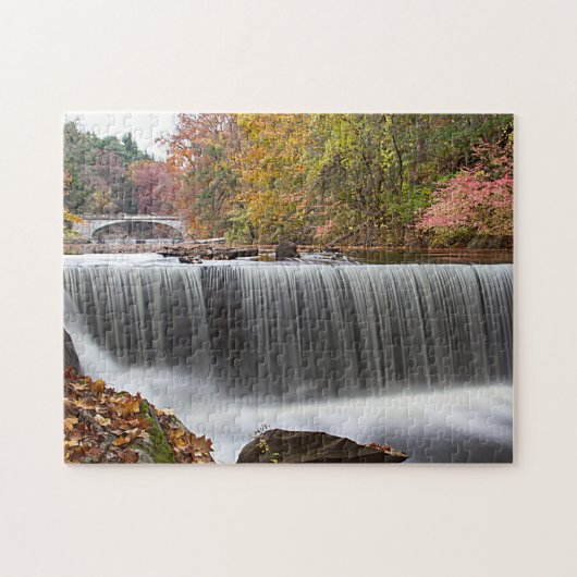 Waterval in de herfst bij Vanderbuilt Legpuzzel (Horizontaal)