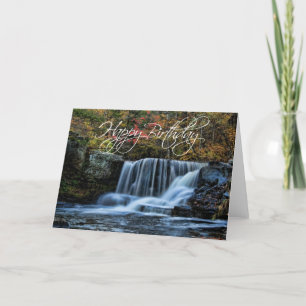 Waterval in de herfst Happy Birthday Card Kaart