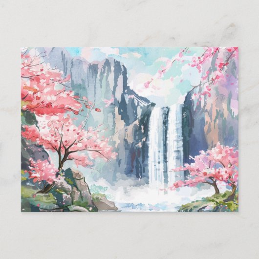 Waterval in de lente briefkaart (Voorkant)