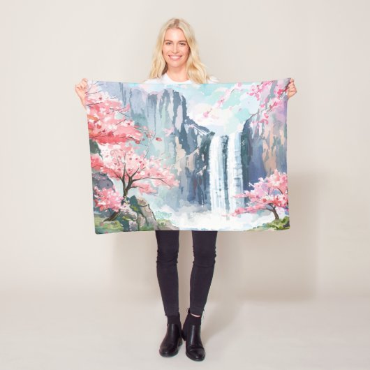 Waterval in de lente fleece deken (In situ)