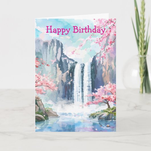 Waterval in de lente kaart (Voorkant)