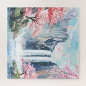 Waterval in de lente legpuzzel (Horizontaal)