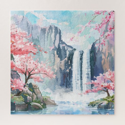 Waterval in de lente legpuzzel (Verticaal)