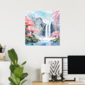 Waterval in de lente poster (Thuiskantoor)