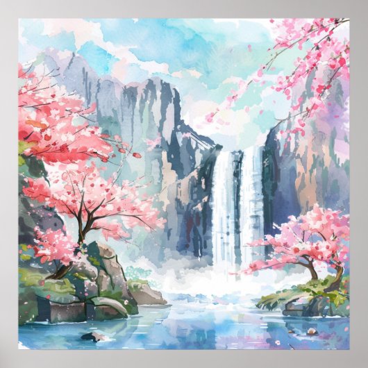 Waterval in de lente poster (Voorkant)