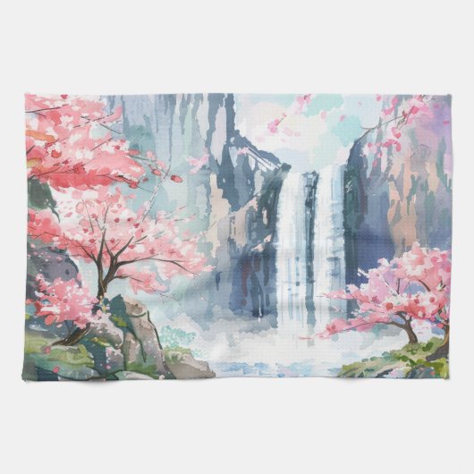 Waterval in de lente theedoek (Horizontaal)