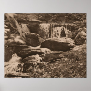 Waterval in de Natuur Sepia Brown Poster