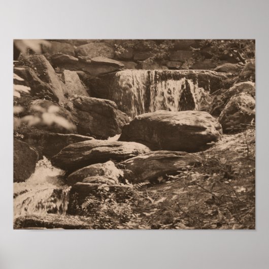 Waterval in de Natuur Sepia Brown Poster (Voorkant)