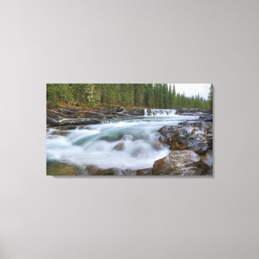 Waterval in de Schapenrivier in de Rocky Mountains Canvas Afdruk (Voorkant)