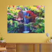 Waterval in een Japanse tuin Canvas Afdruk (Insitu (Woonkamer))