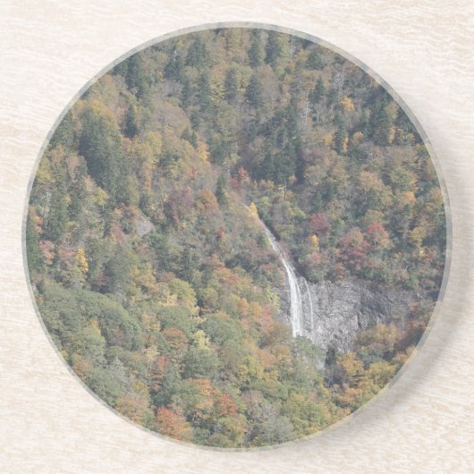 Waterval in het Blauwe Ridge-gebergte in Herfst Zandsteen Onderzetter (Voorkant)