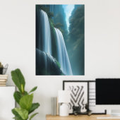 Waterval in het bos | AI Art Poster (Thuiskantoor)