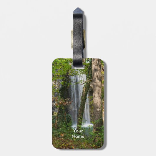 Waterval in het bos bagagelabel (Achterkant verticaal)