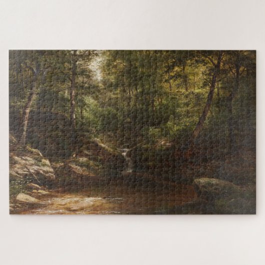 Waterval in het bos - George Hetzel Legpuzzel (Horizontaal)