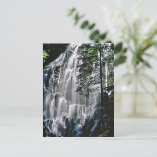 Waterval in het bos, Oregon Briefkaart (Staand voorkant)
