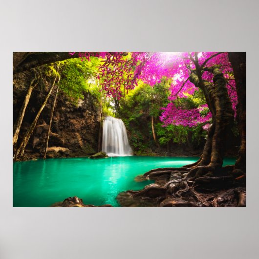 Waterval in het herfstbos poster (Voorkant)