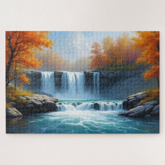 Waterval in het najaar legpuzzel (Horizontaal)