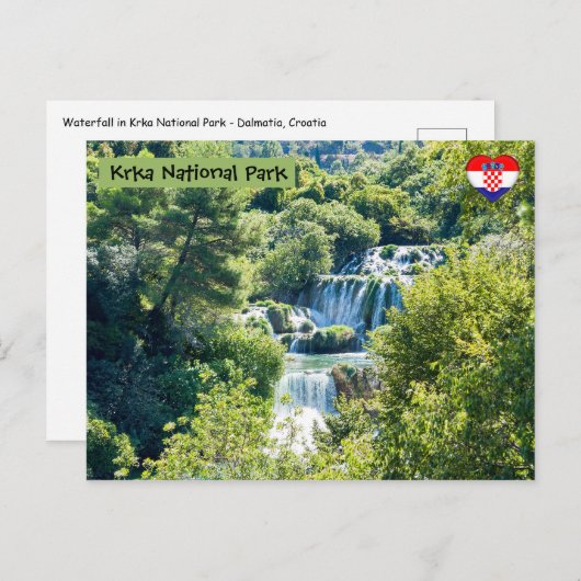 Waterval in het Nationaal Park Krka - Dalmatia, Kr Briefkaart (Voorkant / Achterkant)